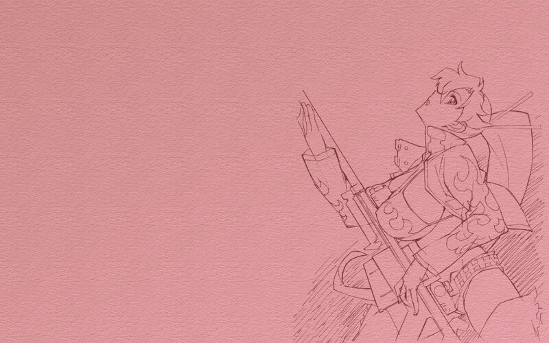 anime character sketch on pink paper