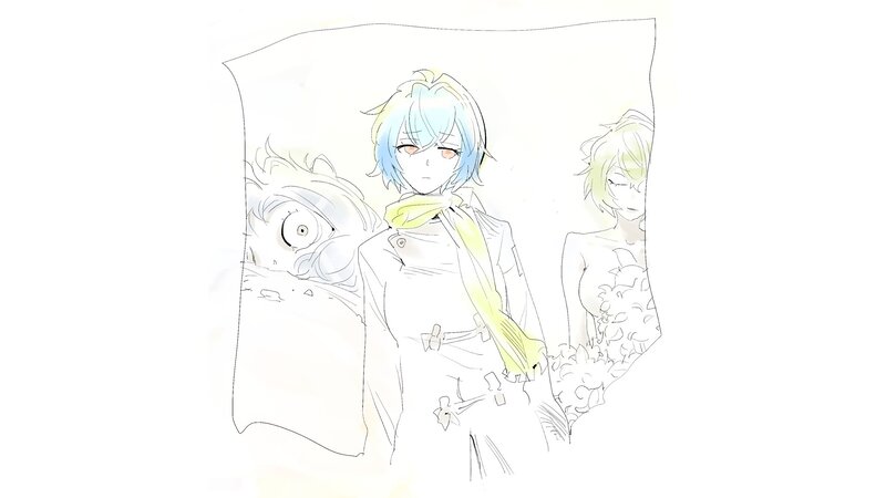 anime character sketch with two figures