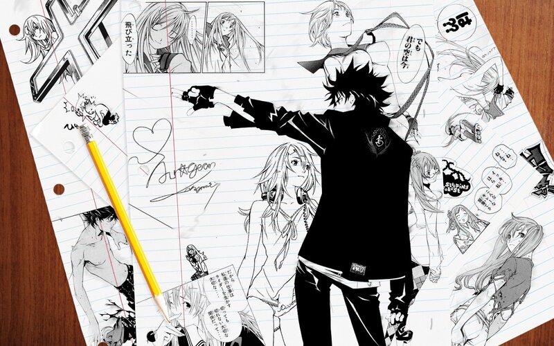 Anime character sketches on paper