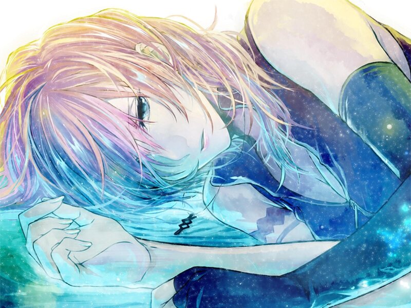Anime Character Sleeping — Blue, Serene