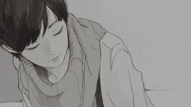Anime Character Sleeping — Gray, Calm