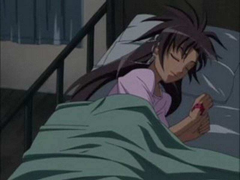 anime character sleeping in bed