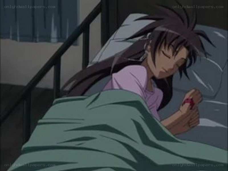 anime character sleeping in bed
