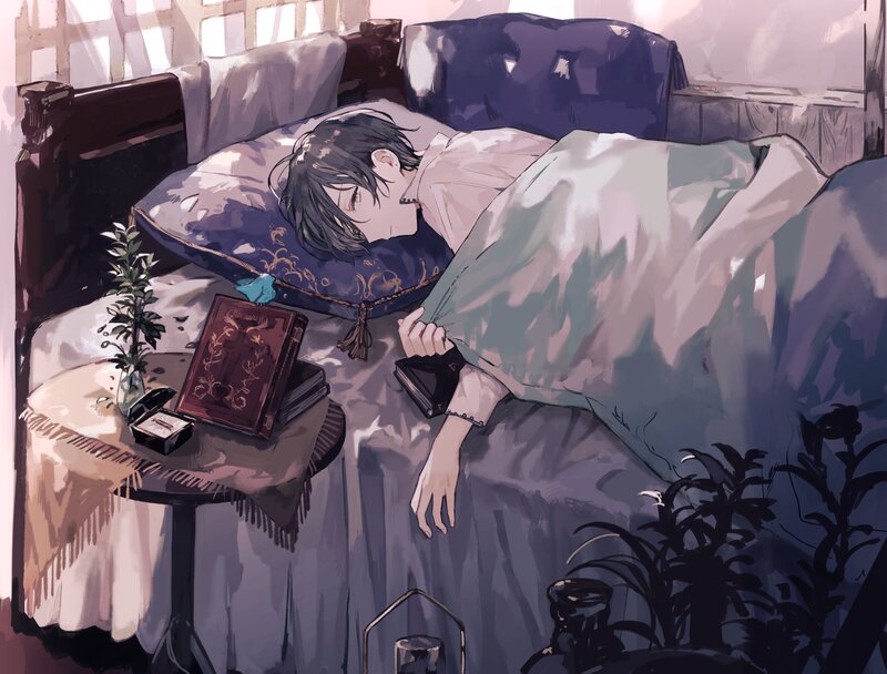 Anime Character Sleeping — Purple