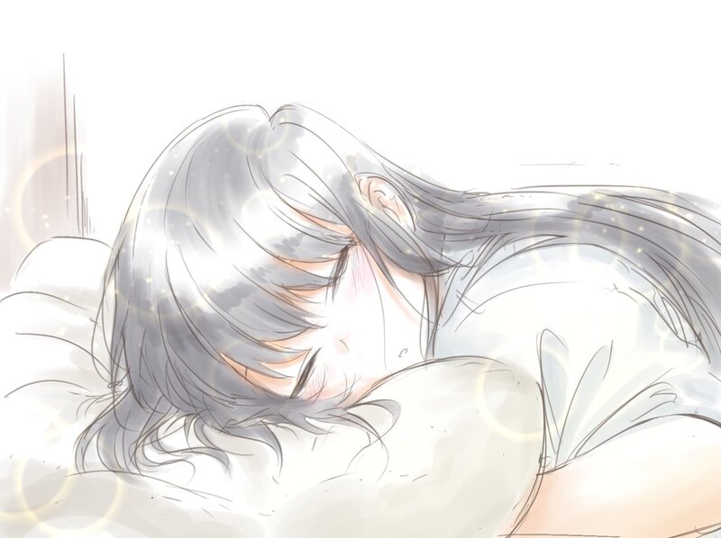Anime Character Sleeping — White, Serene