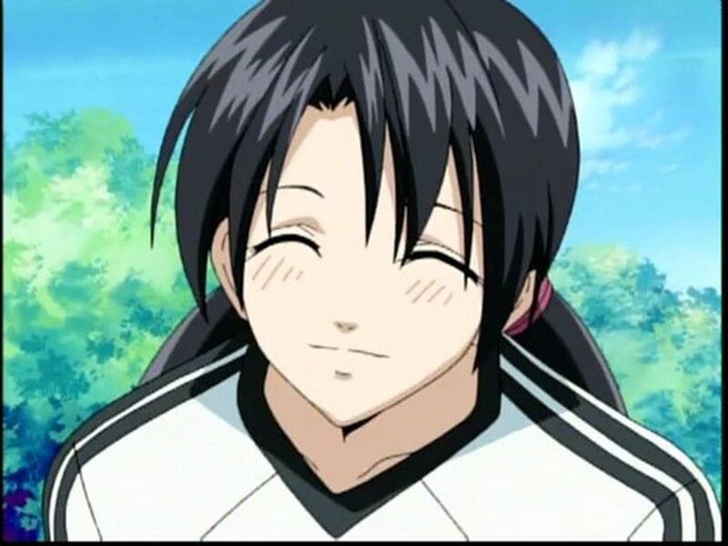 Anime Character Smiling — Blue, Calm