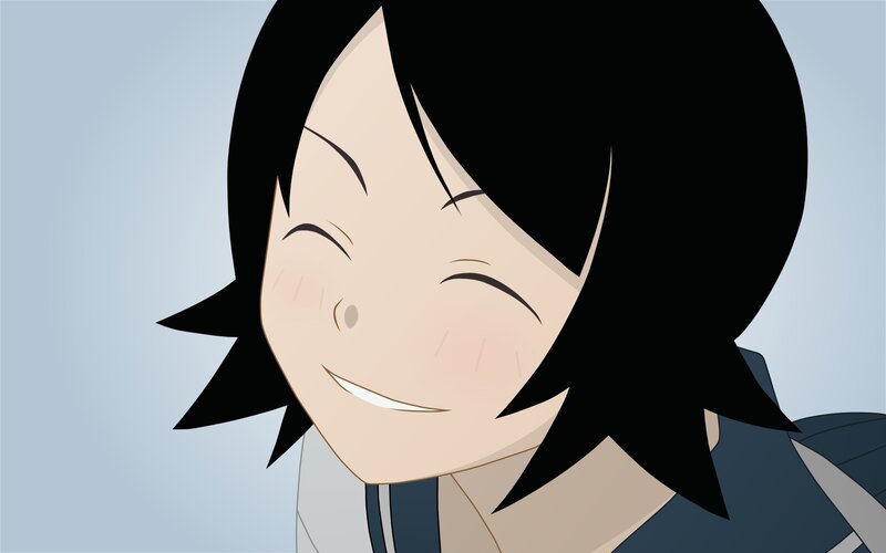 Anime Character Smiling — Blue, Happy