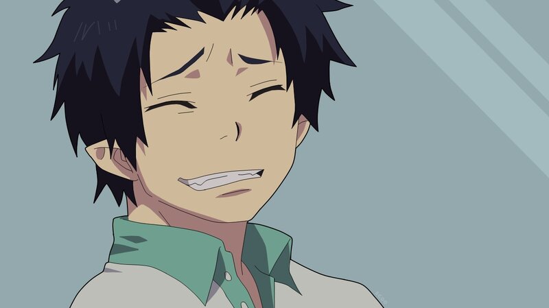 Anime Character Smiling — Blue