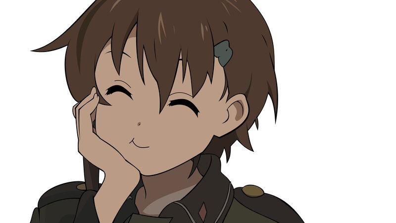 Anime Character Smiling — Brown, Happy