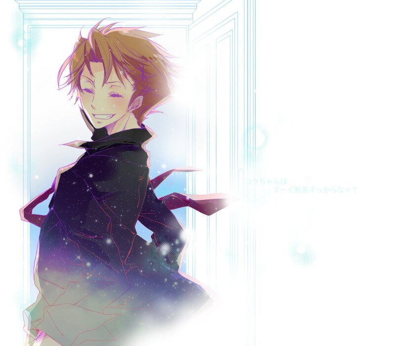 anime character smiling in light