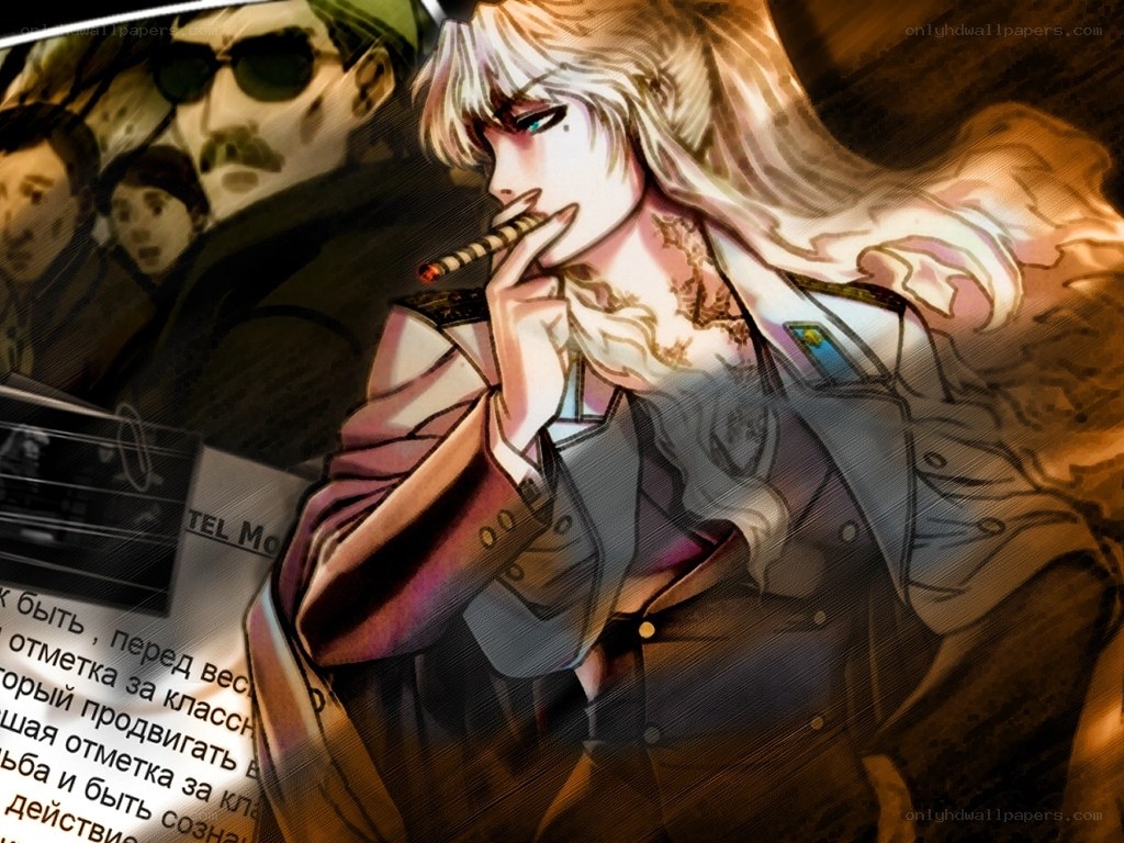 Anime character smoking a cigarette