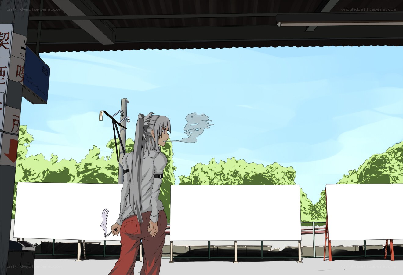 anime character smoking at station