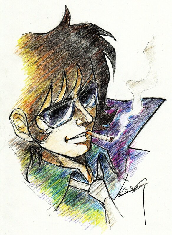 Anime Character Smoking — Black, Cool
