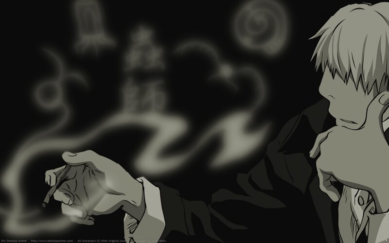Anime Character Smoking — Black, Dramatic, Night, Manga, Smoke, Cigarette