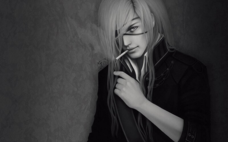 Anime Character Smoking — Black