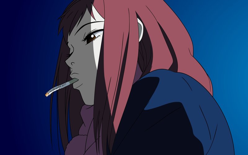 Anime Character Smoking — Blue, Dramatic