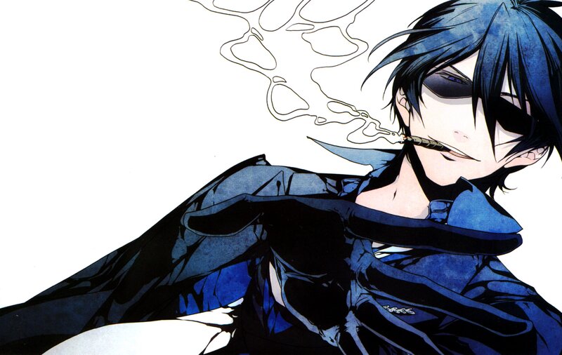 Anime Character Smoking — Blue