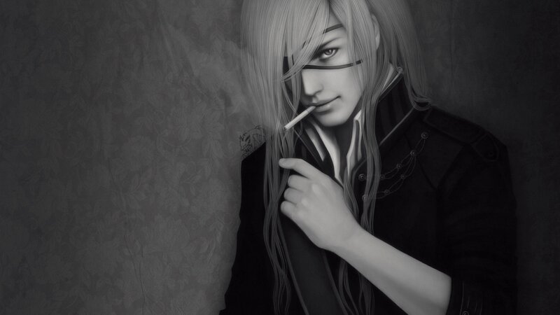 anime character smoking cigarette