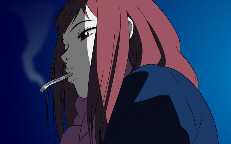 anime character smoking cigarette