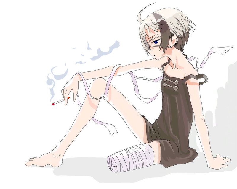 Anime character smoking cigarette