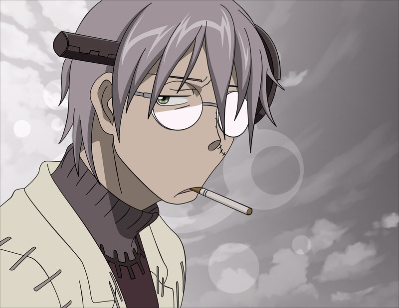 Anime Character Smoking — Gray