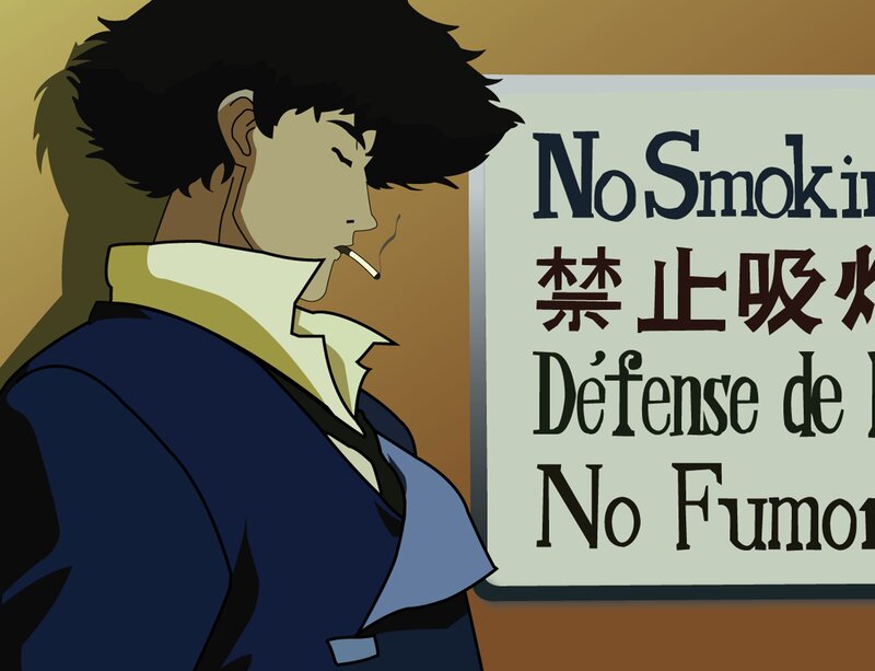 anime character smoking near sign