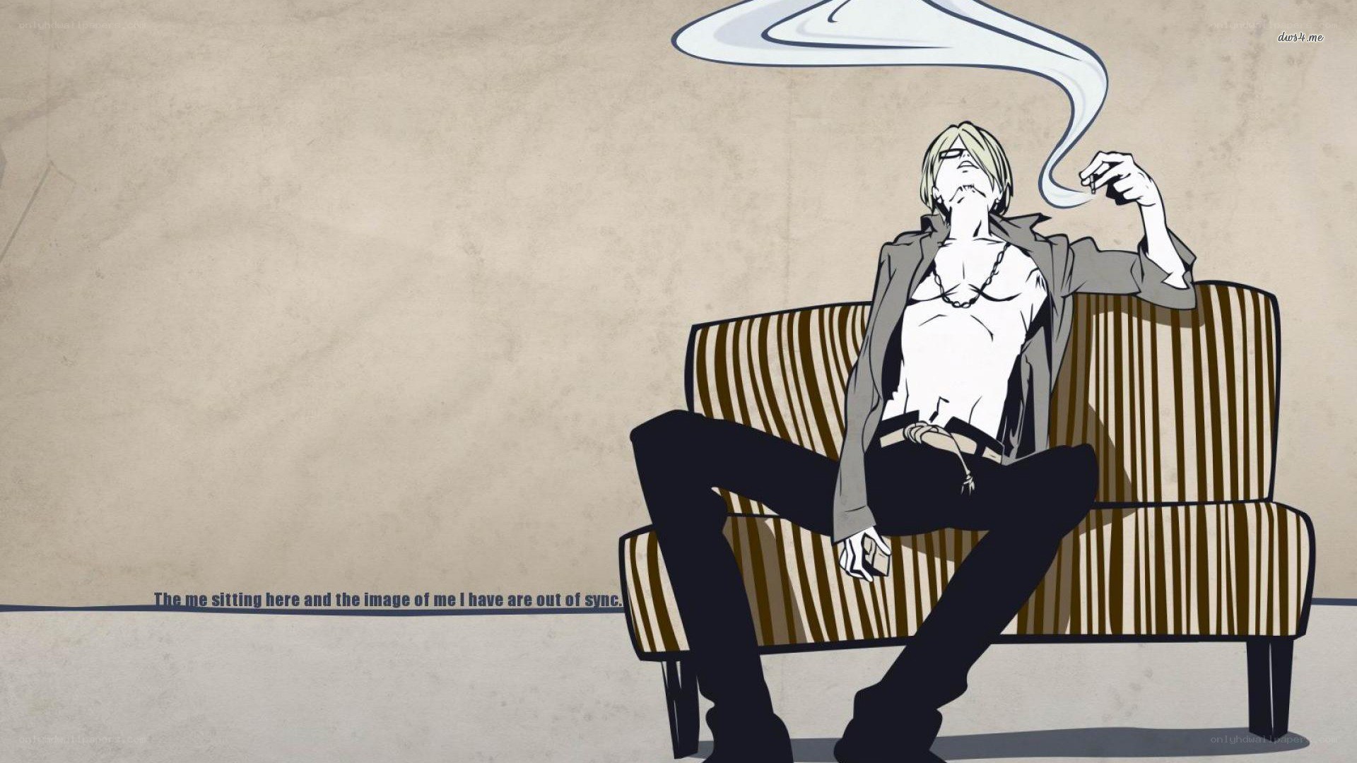 anime character smoking on couch