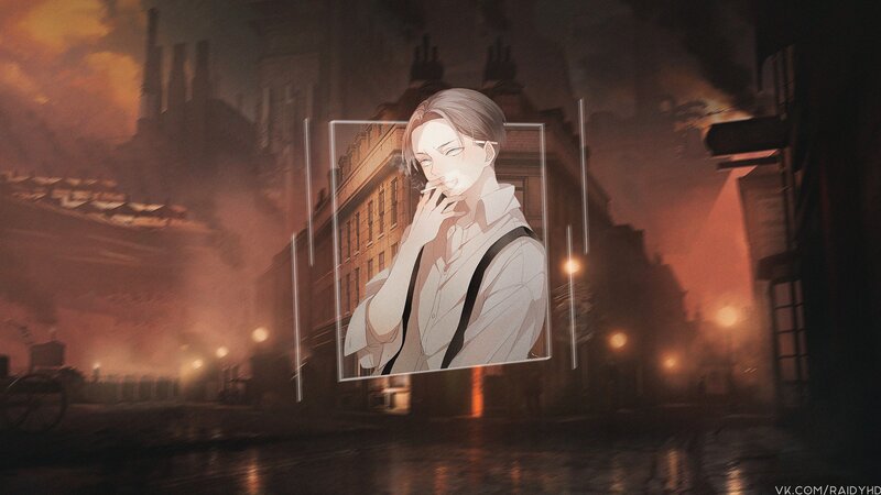 Anime Character Smoking — Orange, Dramatic, Night