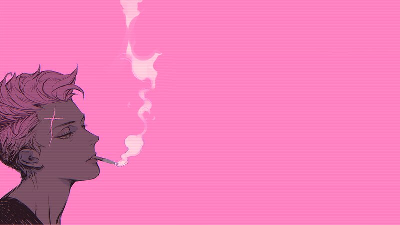 Anime Character Smoking — Pink, Dramatic