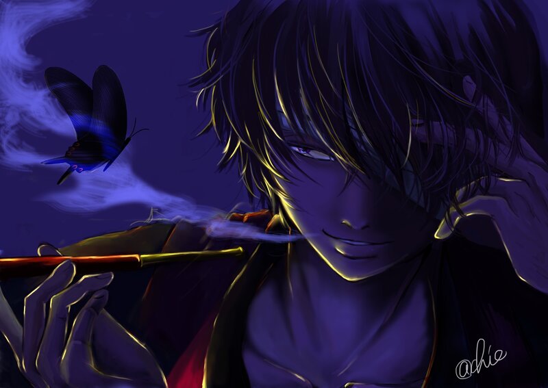 Anime Character Smoking — Purple