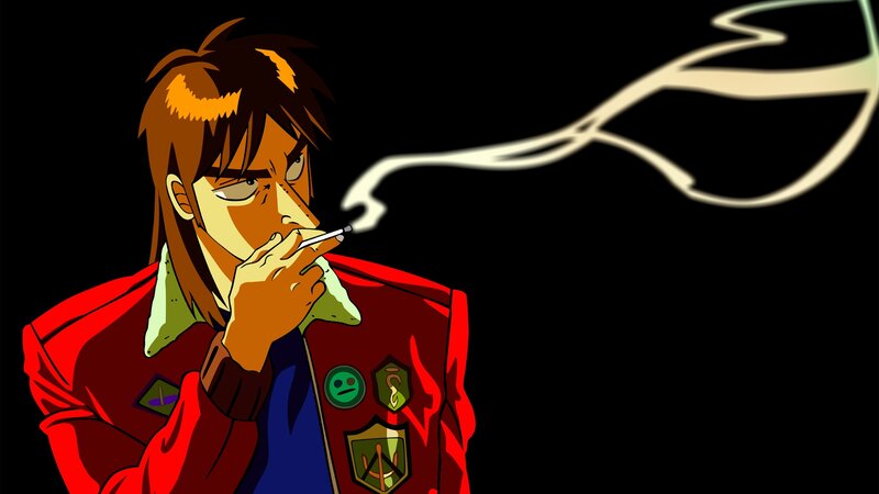 Anime Character Smoking — Red, Dramatic, Night