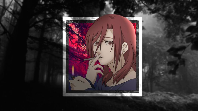 Anime Character Smoking — Red, Dramatic
