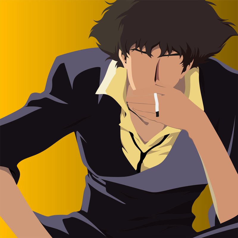 Anime Character Smoking — Yellow, Contemplative