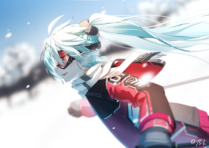 Anime Character Snowboarding — White