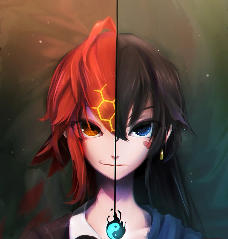 Anime Character Split Face — Red