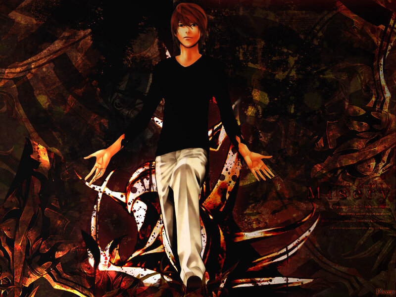 Anime Character Standing — Black, Dramatic, Black Shirt