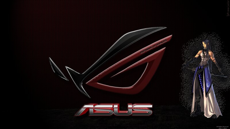 Anime Character Standing — Black, Dramatic, Digital Art, Asus Logo