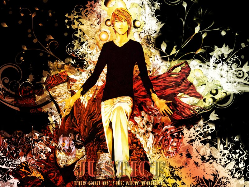 Anime Character Standing — Black, Dramatic, Manga, Floral Patterns