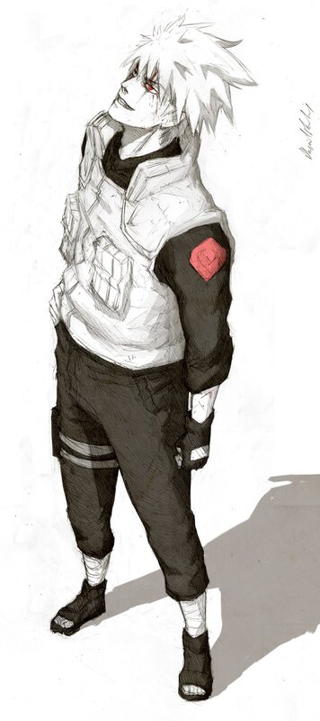 Anime Character Standing — Black, Dramatic, Manga, Spiky Hair, Vest