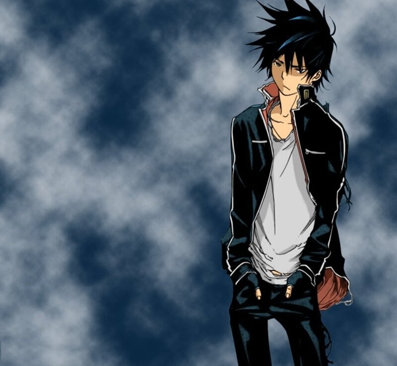 Anime Character Standing — Black, Dramatic, Manga