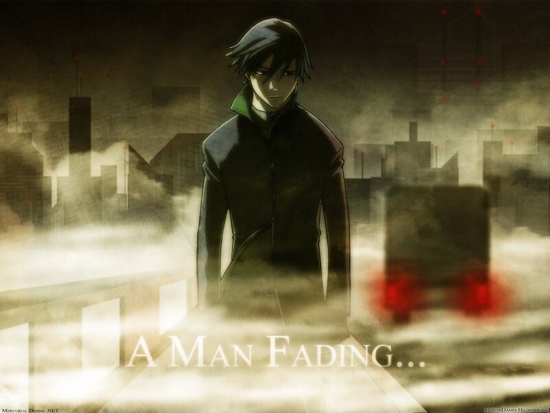 Anime Character Standing — Black, Dramatic, Night, Cityscape