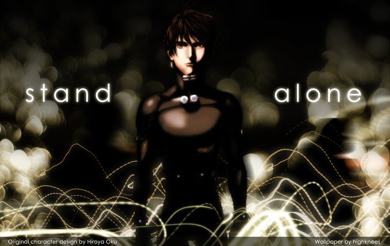 Anime Character Standing — Black, Dramatic, Night, Digital Art