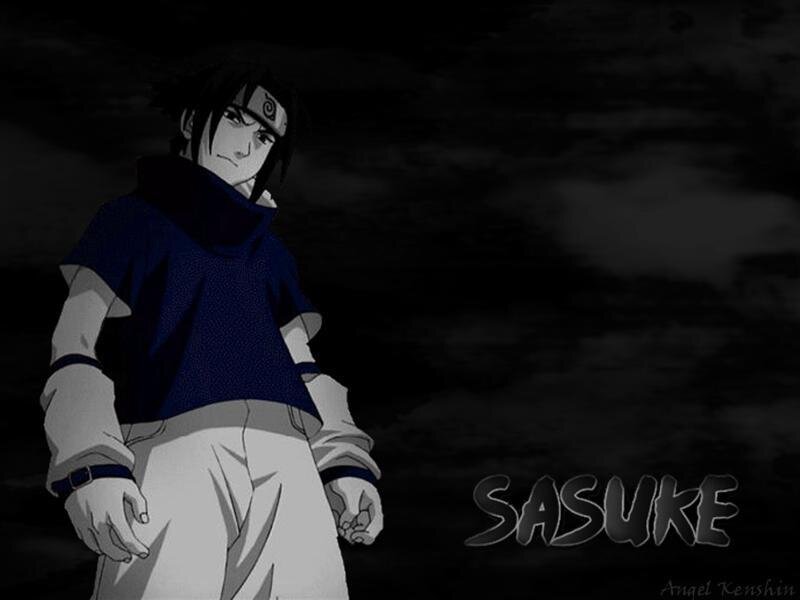Anime Character Standing — Black, Dramatic, Night
