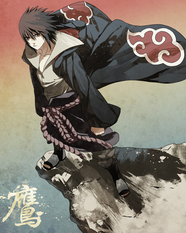 Anime Character Standing — Black, Dramatic, Sunset, Manga