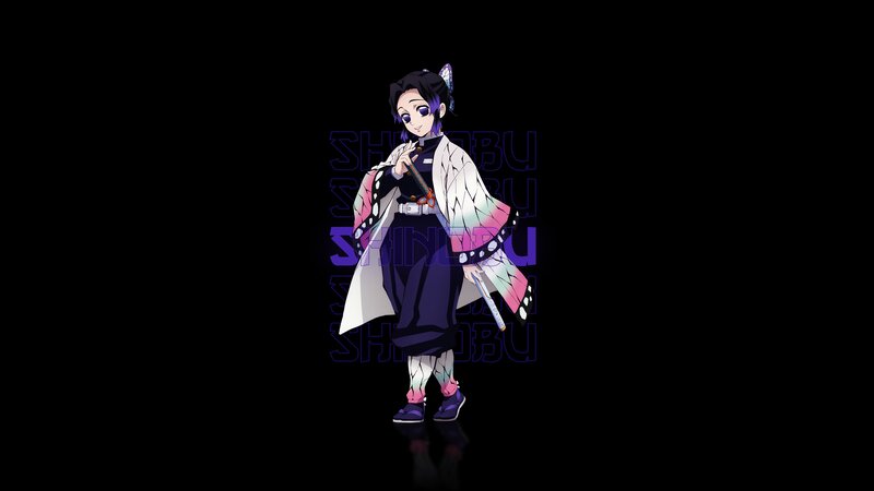Anime Character Standing — Black, Dramatic, Sword