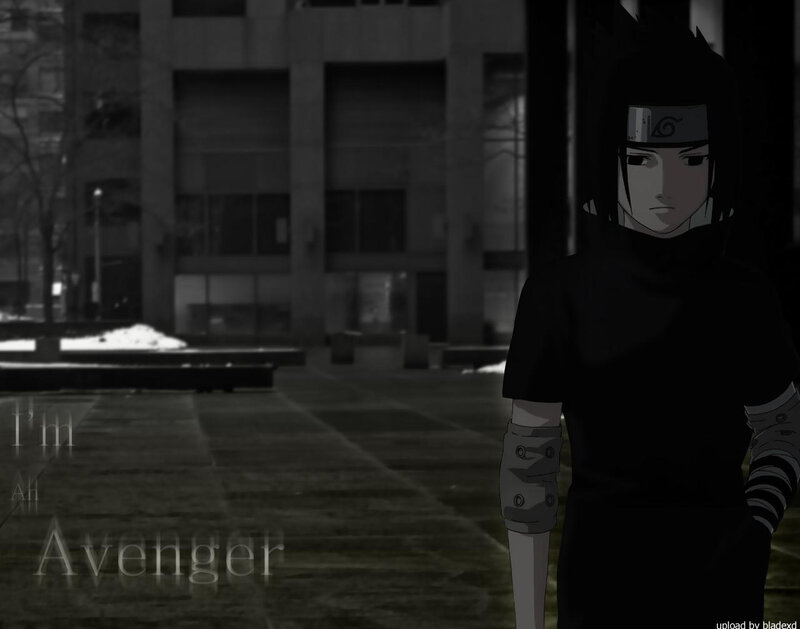Anime Character Standing — Black, Dramatic, Winter