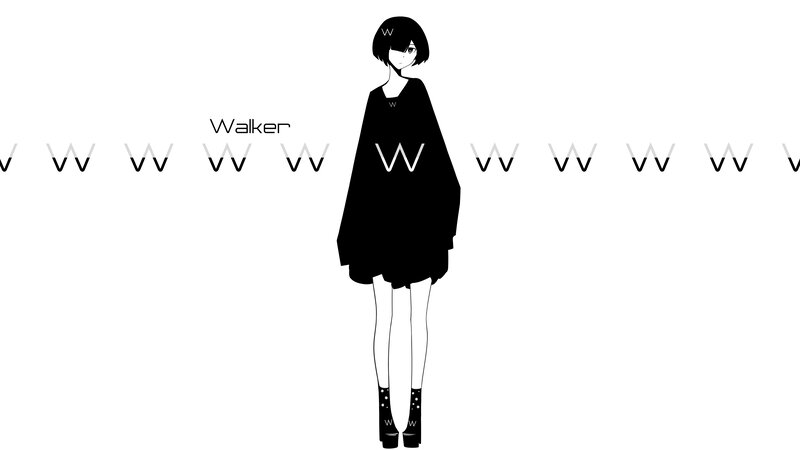 Anime Character Standing — Black, Minimalist, Digital Art
