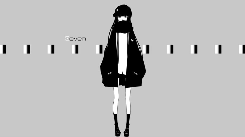 Anime Character Standing — Black, Neutral, Digital Art, Text