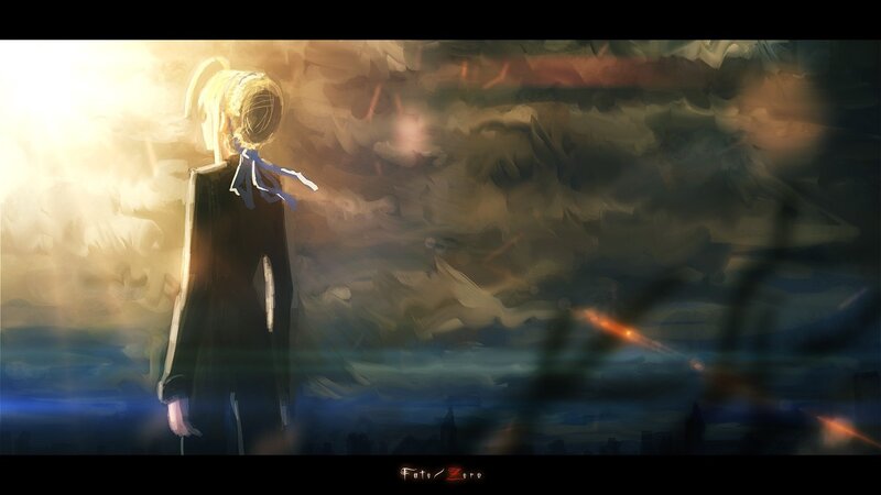 Anime Character Standing — Blue, Dramatic, Night, Digital Art, City Skyline