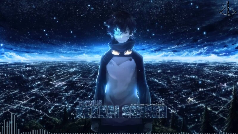 Anime Character Standing — Blue, Dramatic, Night